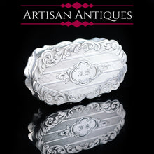 Load image into Gallery viewer, Antique Victorian Silver Snuff Box with Hand Engraved Acanthus Motifs - 1849 - Artisan Antiques

