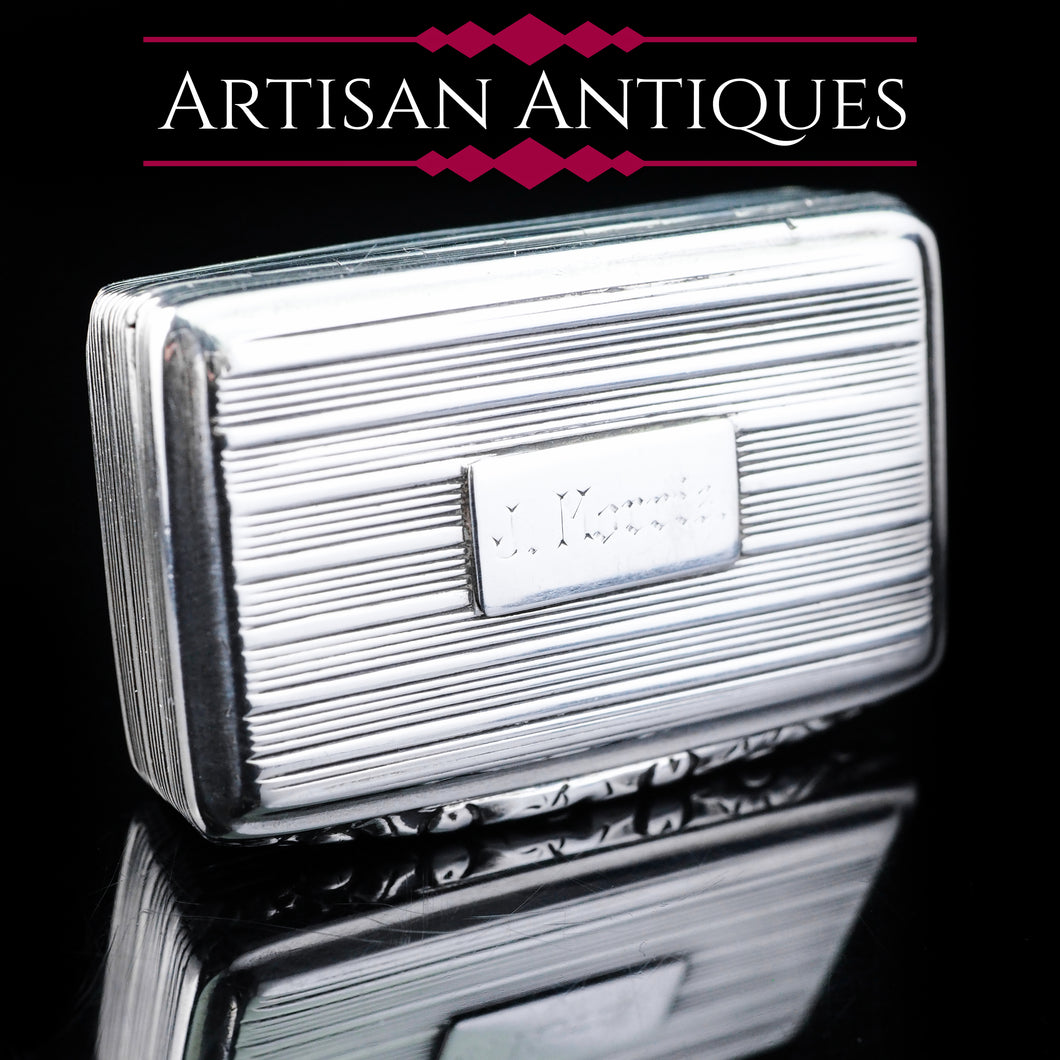 Antique English Georgian Silver Snuff Box with Gilt Interior - 1827 - Artisan Antiques