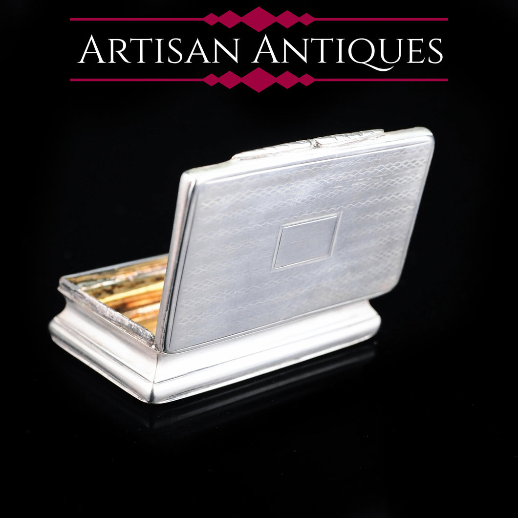 Antique Victorian Silver Snuff Box - 1840 Neustadt & Barnett - Artisan Antiques