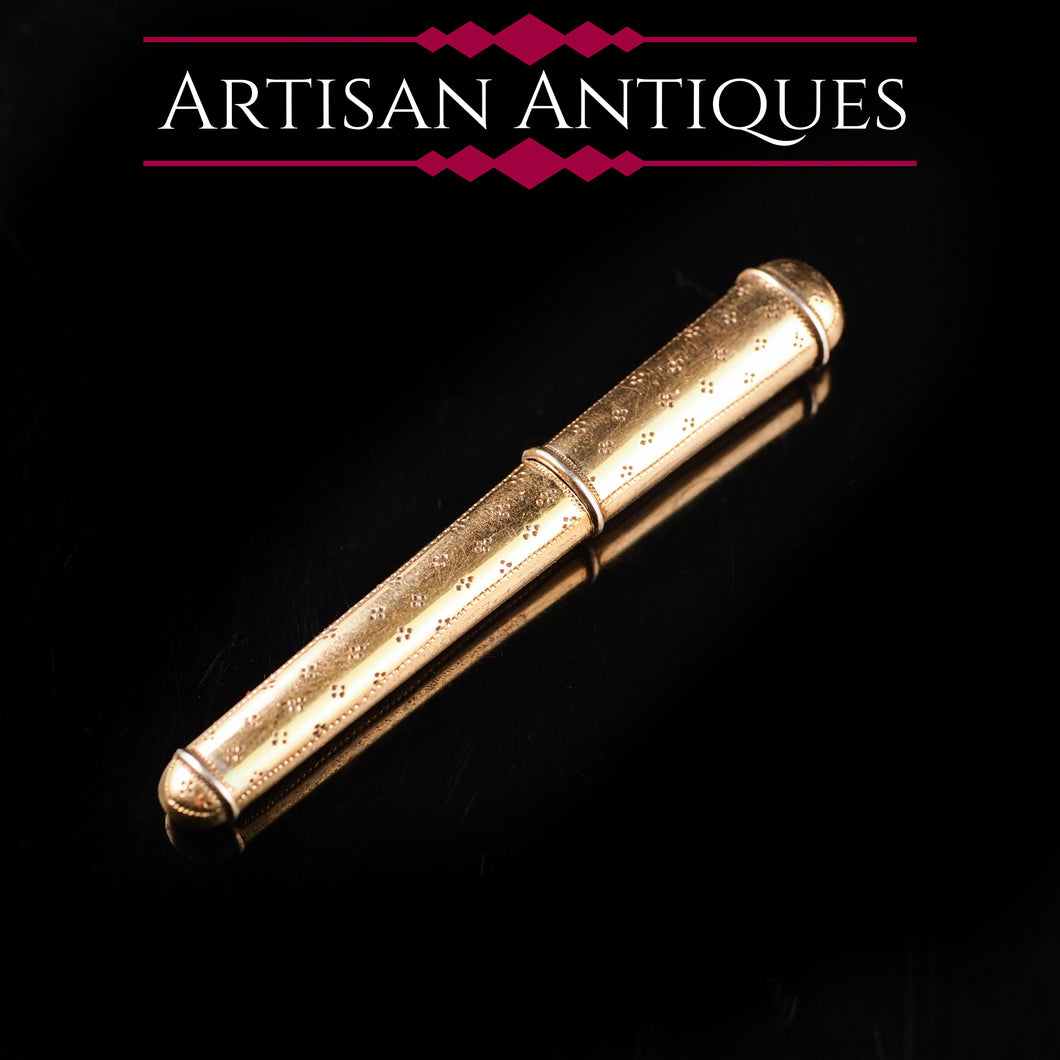 Antique French Silver Gilt Needle Etui Case - c.1850 - Artisan Antiques