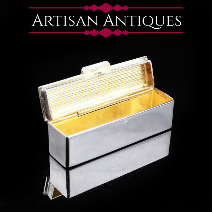 Micro Solid Silver and Gilt Toothpick/Snuff Box - c.1980s - Artisan Antiques