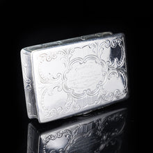 Load image into Gallery viewer, Antique  Table Silver Snuff Box with Hand Engraved Scrolls - Victorian 1850 - Artisan Antiques
