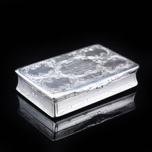 Load image into Gallery viewer, Antique  Table Silver Snuff Box with Hand Engraved Scrolls - Victorian 1850 - Artisan Antiques
