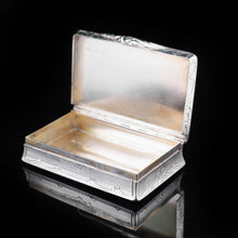 Load image into Gallery viewer, Antique  Table Silver Snuff Box with Hand Engraved Scrolls - Victorian 1850 - Artisan Antiques
