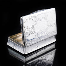 Load image into Gallery viewer, Antique  Table Silver Snuff Box with Hand Engraved Scrolls - Victorian 1850 - Artisan Antiques
