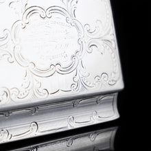 Load image into Gallery viewer, Antique  Table Silver Snuff Box with Hand Engraved Scrolls - Victorian 1850 - Artisan Antiques
