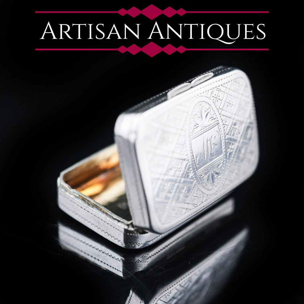Antique Georgian Silver Vinaigrette by William Pugh - 1812 - Artisan Antiques