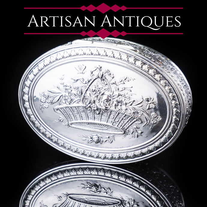 Antique French Silver Detailed Table Snuff Box - c.1900 - Artisan Antiques
