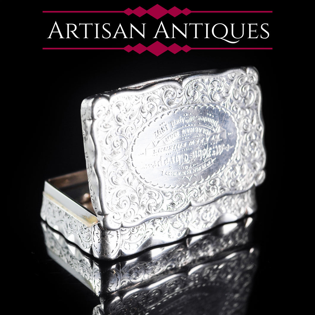Antique Victorian Table Silver Snuff Box by Frederick Marson - 1896 - Artisan Antiques