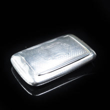 Load image into Gallery viewer, Antique Silver Thin Snuff Box with Gilt Interior by Robert Thornton - 1867 - Artisan Antiques
