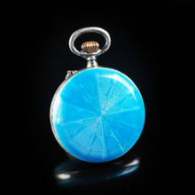 Load image into Gallery viewer, Antique Blue Silver Guilloche Enamel Clock - London Import Edwardian - Artisan Antiques
