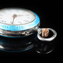 Load image into Gallery viewer, Antique Blue Silver Guilloche Enamel Clock - London Import Edwardian - Artisan Antiques
