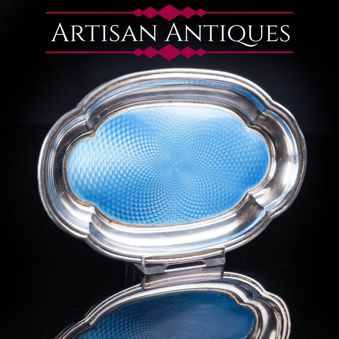 Sterling Silver Guilloche Enamel Tray by Adie Brothers Ltd - 1924 - Artisan Antiques