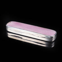 Load image into Gallery viewer, Antique Sterling Silver Purple Guilloche Enamel Toothpick Box by Gourdel Vales &amp; Co - 1911 - Artisan Antiques

