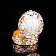 Load image into Gallery viewer, Antique German Gold Plated Solid Silver &amp; Mother of Pearl Circular Pill Box - 19th C - Artisan Antiques
