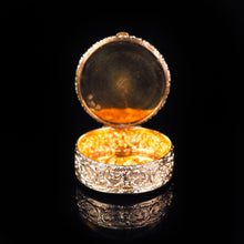 Load image into Gallery viewer, Antique German Gold Plated Solid Silver &amp; Mother of Pearl Circular Pill Box - 19th C - Artisan Antiques
