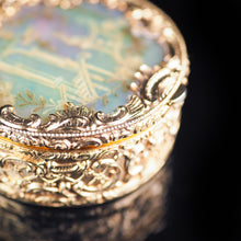 Load image into Gallery viewer, Antique German Gold Plated Solid Silver &amp; Mother of Pearl Circular Pill Box - 19th C - Artisan Antiques

