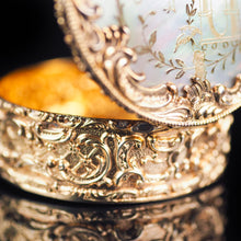 Load image into Gallery viewer, Antique German Gold Plated Solid Silver &amp; Mother of Pearl Circular Pill Box - 19th C - Artisan Antiques
