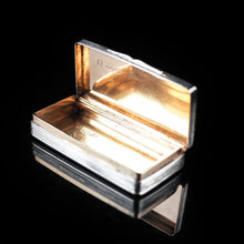 Load image into Gallery viewer, Victorian Solid Silver and Gilt Interior Rectangular Snuff Box by Taylor &amp; Perry - 1841 - Artisan Antiques
