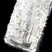 Load image into Gallery viewer, Victorian Scott Monument Castle Top Silver Card Case - Frederick Marson 1856 - Artisan Antiques
