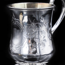 Load image into Gallery viewer, Antique Silver Victorian Mug with Floral Stippled Foot - Edward Ker Reid 1856 - Artisan Antiques
