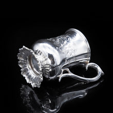 Load image into Gallery viewer, Antique Silver Victorian Mug with Floral Stippled Foot - Edward Ker Reid 1856 - Artisan Antiques
