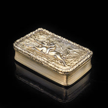 Load image into Gallery viewer, Silver Gilt Snuff Box with High Relief Horse Riding Design - Joseph Willmore 1836 - Artisan Antiques

