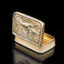 Load image into Gallery viewer, Silver Gilt Snuff Box with High Relief Horse Riding Design - Joseph Willmore 1836 - Artisan Antiques
