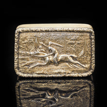 Load image into Gallery viewer, Silver Gilt Snuff Box with High Relief Horse Riding Design - Joseph Willmore 1836 - Artisan Antiques
