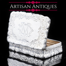 Load image into Gallery viewer, Victorian Silver Hand Engraved Snuff Box by Edward Smith - 1857 - Artisan Antiques
