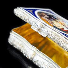 Load image into Gallery viewer, Antique Solid Silver Table Snuff Box with Hand Painted Enamel Scene - 19th Century - Artisan Antiques
