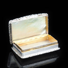 Load image into Gallery viewer, Georgian Silver Mounted Mother of Pearl Snuff Box - William Pugh 1831 - Artisan Antiques
