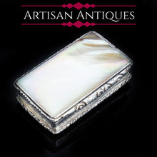 Load image into Gallery viewer, Georgian Silver Mounted Mother of Pearl Snuff Box - William Pugh 1831 - Artisan Antiques
