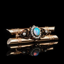 Load image into Gallery viewer, Antique 14K Rose Gold Opal &amp; Seeded Pearl Brooch
