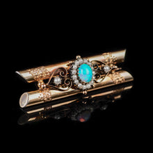 Load image into Gallery viewer, Antique 14K Rose Gold Opal &amp; Seeded Pearl Brooch
