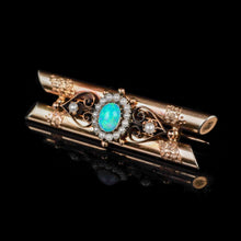 Load image into Gallery viewer, Antique 14K Rose Gold Opal &amp; Seeded Pearl Brooch
