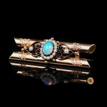 Load image into Gallery viewer, Antique 14K Rose Gold Opal &amp; Seeded Pearl Brooch
