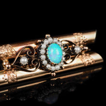 Load image into Gallery viewer, Antique 14K Rose Gold Opal &amp; Seeded Pearl Brooch
