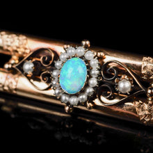 Load image into Gallery viewer, Antique 14K Rose Gold Opal &amp; Seeded Pearl Brooch
