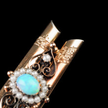 Load image into Gallery viewer, Antique 14K Rose Gold Opal &amp; Seeded Pearl Brooch
