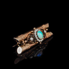 Load image into Gallery viewer, Antique 14K Rose Gold Opal &amp; Seeded Pearl Brooch
