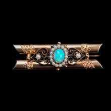Load image into Gallery viewer, Antique 14K Rose Gold Opal &amp; Seeded Pearl Brooch
