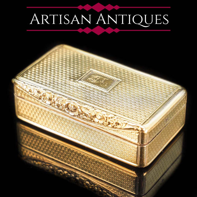 Antique Georgian Silver Gilt Snuff Box - William Edwards 1817 - Artisan Antiques