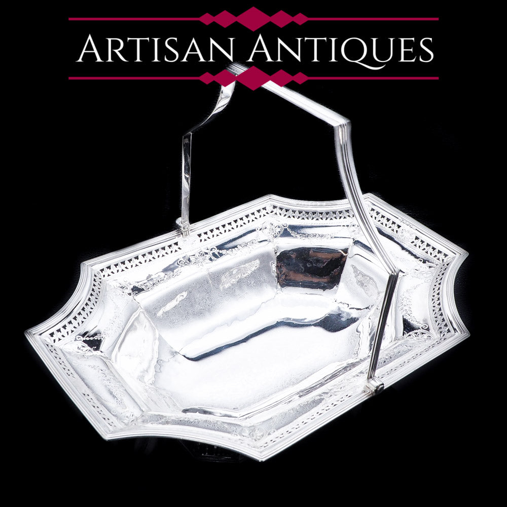 Large Georgian Solid Silver Fruit Basket - Joseph Scammell 1790 - Artisan Antiques