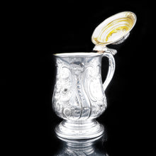 Load image into Gallery viewer, Victorian Silver Lidded Pint Tankard with Gilt Interior - 1840 - Artisan Antiques
