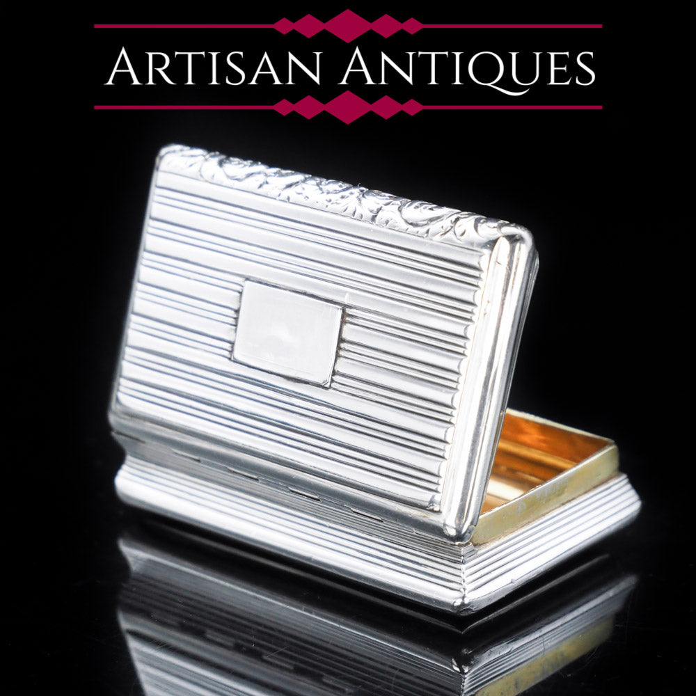 Georgian Solid Silver Snuff Box with Gilt Interior - Birmingham 1823 - Artisan Antiques