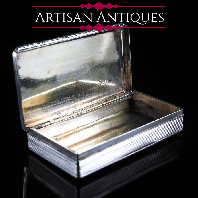 Antique English Solid Silver Table Snuff Box - Birmingham 1833 - Artisan Antiques