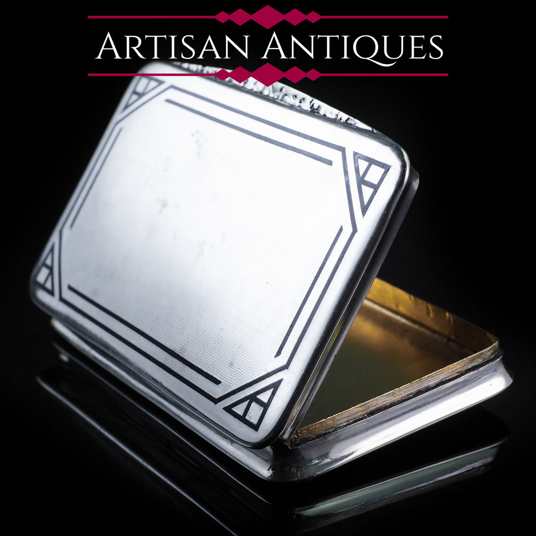 Antique German Sleek Pocket Snuff Box with Gilt Interior - 20th Century - Artisan Antiques