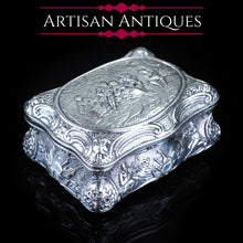 Load image into Gallery viewer, Antique German Silver Table Snuff Box Repousse c.1840 - Artisan Antiques
