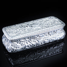 Load image into Gallery viewer, Antique Large Table Snuff Box with Acanthus Repousse - Birmingham 1901 - Artisan Antiques
